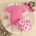 thumbnail image 5 of mgoYE Baby Girl Clothes 3-6 Months Summer Infant Baby Girl Clothes Newborn Summer Outfits Cute Romper Shorts Set Floral Girl Clothes with Headband(Hot Pink,3-6 Months), 5 of 6