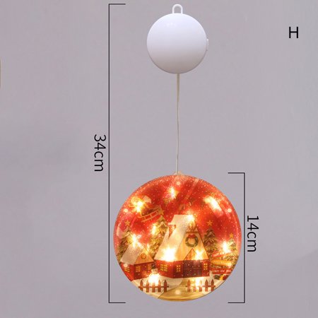 

Christmas LED Lights Cartoon Printed Hanging Window Lamp Always On Decorative Xmas Themed Night Light for Home Party New