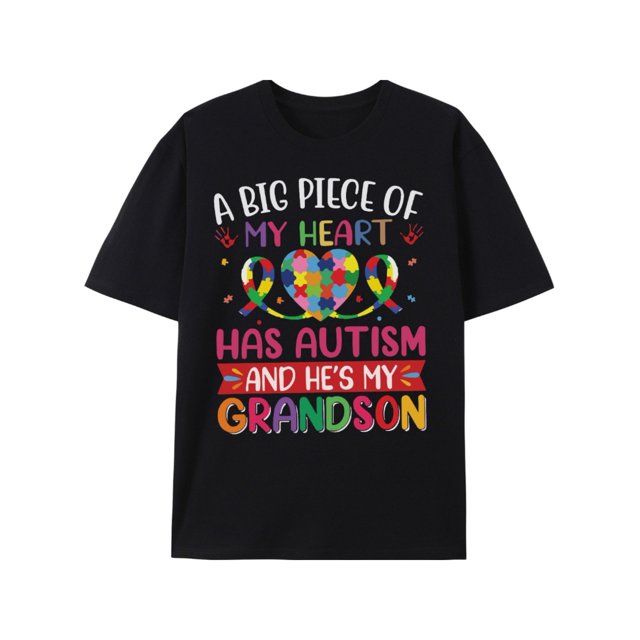 Autism Awareness Boy's T-Shirt - Casual Crew Neck, Short Sleeve, Cotton Tee with Geometric Print for Daily Wear & Vacation