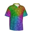 thumbnail image 2 of Daiia Colorful Glitter Hawaiian Shirt for Men Gentle Cotton Regular Short Sleeve Casual-X-Large, 2 of 9