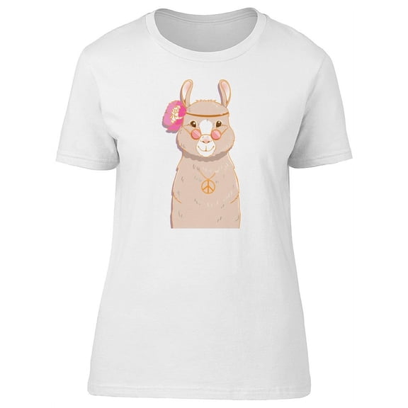 Cool Happy Floral Hippie Llama T-Shirt Women -Image by Shutterstock, Female Medium