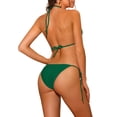 thumbnail image 3 of Conjuntos de bikini de dos piezas para mujer INSPIRE CHIC, con tirantes y lazo en el costado, parte inferior triangular de cintura baja, traje de baño, talla X-Small, verde oscuro, 3 of 5