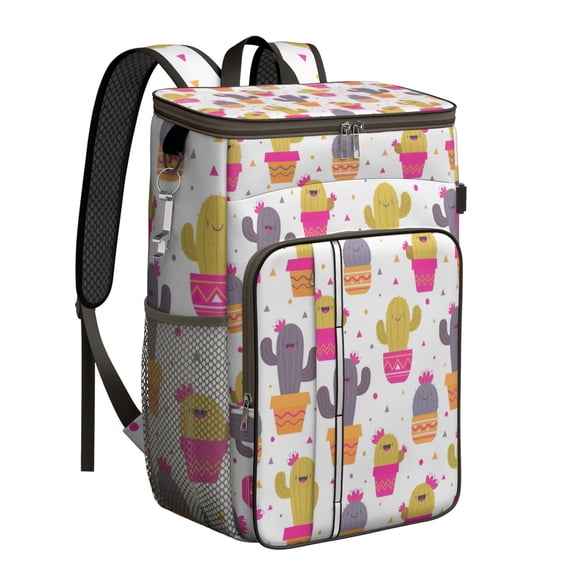 Minimalist Botanical Cactus Cooler Backpack - 20L Insulated Leakproof Picnic Bag, Southwestern Succulent Design, Durable & Easy to Clean for Outdoor Enthusiasts