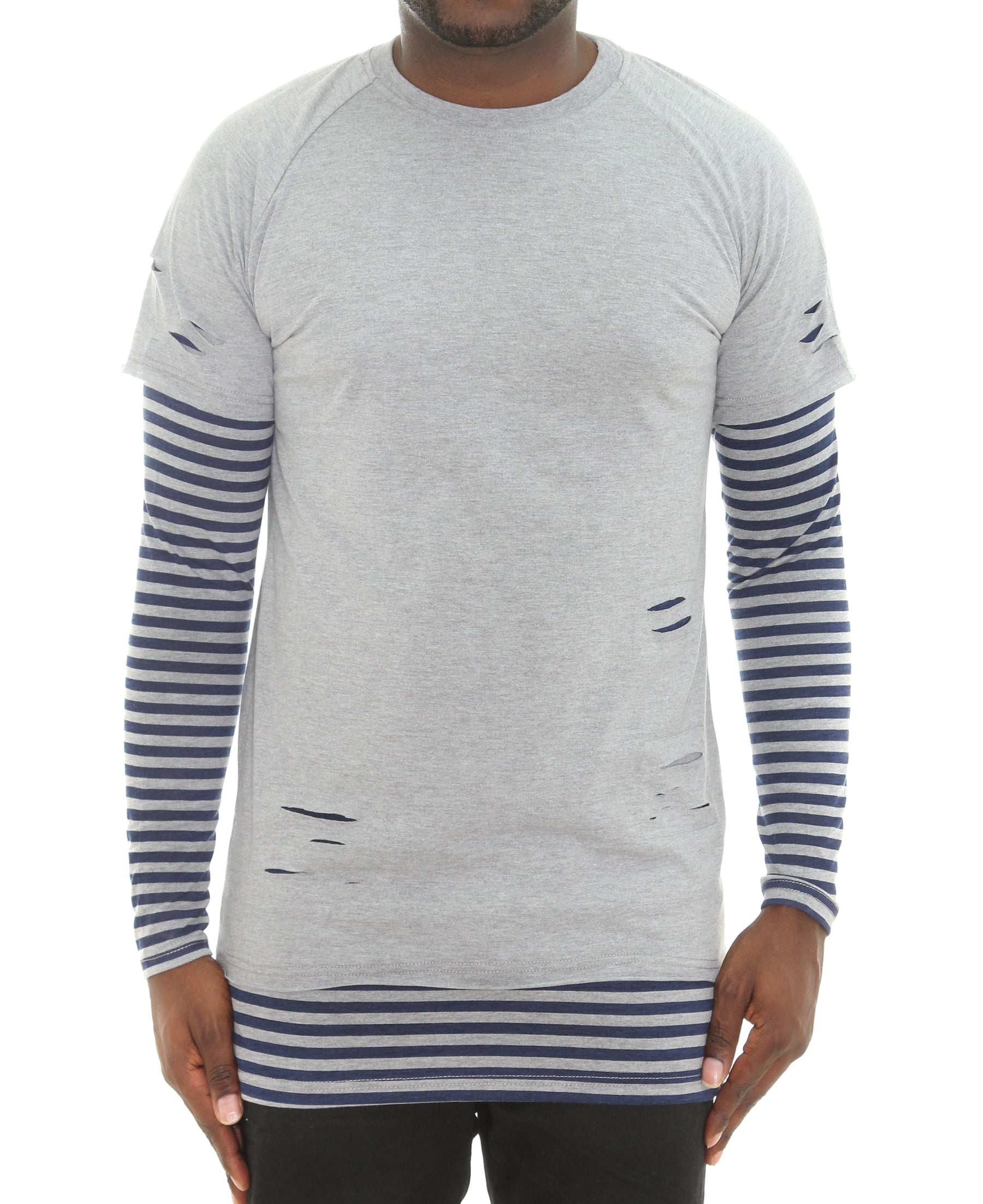 Stripe Layered Ripped Long Sleeve 