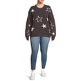 thumbnail image 3 of Terra & Sky Women's Plus Size Drop Shoulder Print Sweater, Midweight, 3 of 6