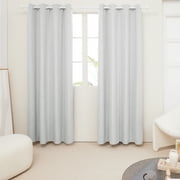 Deconovo 100% Blackout Curtains Thermal Insulated Drapes, Light Gray, 52W x 63L Inch, Noise Reducing Faux Linen Grommet Panels for Bedroom