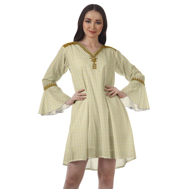 Moomaya Robes Mini Imprimées Col en V Femmes Manches à Volants Robes de Plage Femmes