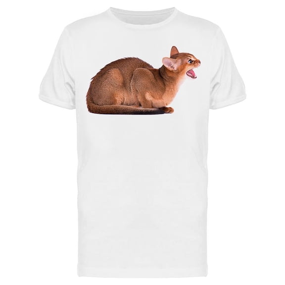 An Abyssinian Cat Growling T-Shirt Men -Image by Shutterstock, Male Large