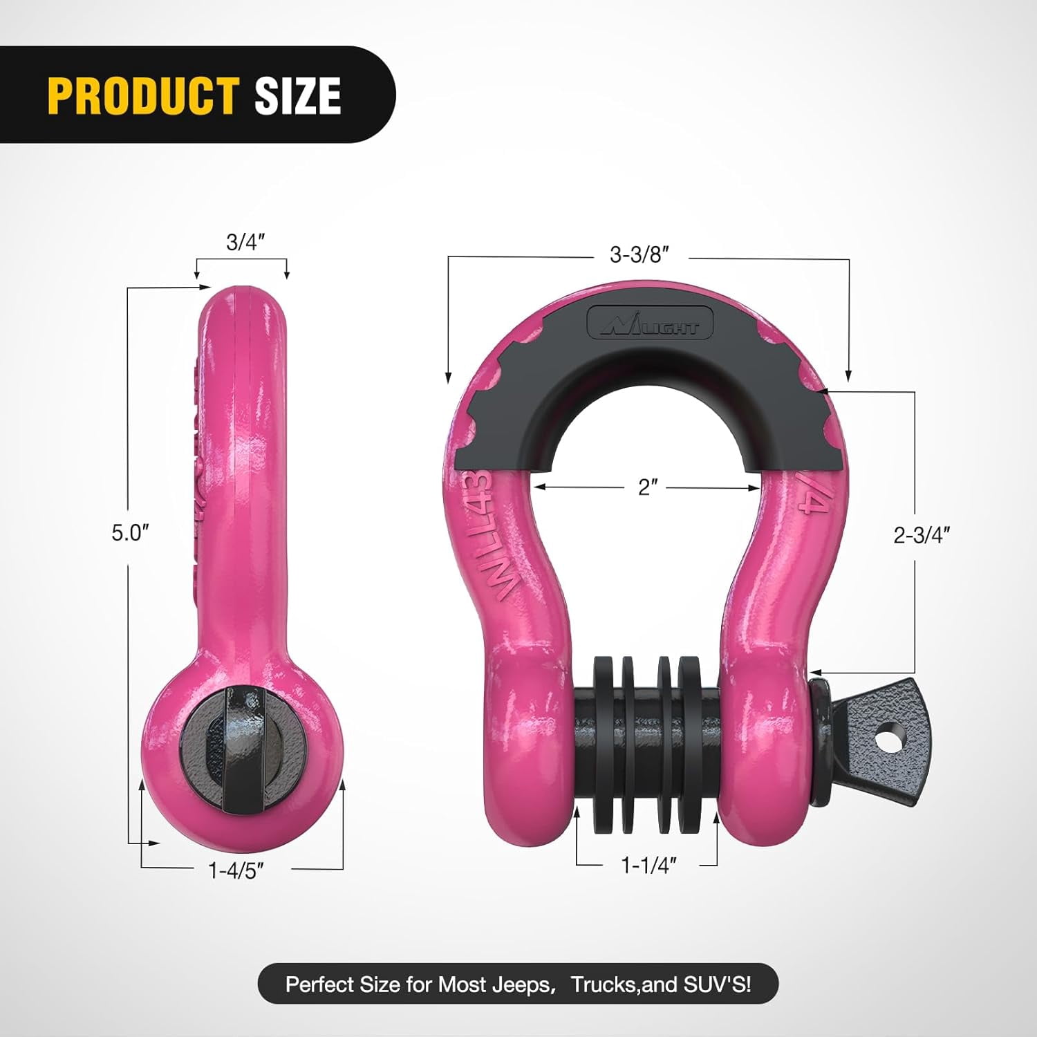 Nilight D-Ring Shackles 2 Pack Heavy Duty Off-Road Recovery Towing for Jeep ATV UTV Trucks SUV