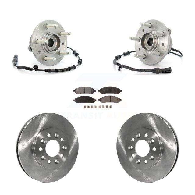 Transit Auto Front Hub Bearing Assembly Disc Brake Rotors and Ceramic Pads Kit for Car 2004-2007 Ford Freestar Mercury Monterey KBB-100951