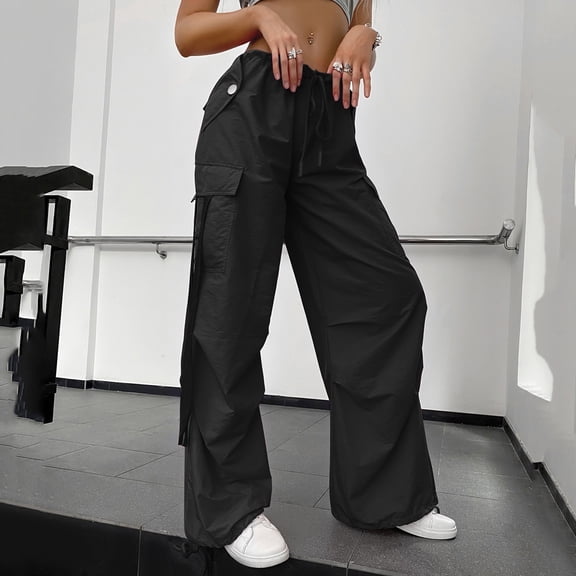Vedolay Women&nbsp;Pants Womens Cotton High Waisted Wide Leg Pants Casual Loose Casual Sweatpants,Black XS