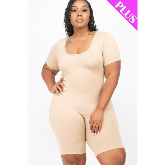 Plus Size Short Sleeve Bodycon Romper