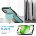 thumbnail image 7 of Crossbody Strap Wallet Case for iPhone 16, Elegant Premium PU Leather Case with Card Holder, Women Shoulder Strap Handbag Purse Drop Protection Cover Case for iPhone 16 - Green, 7 of 7