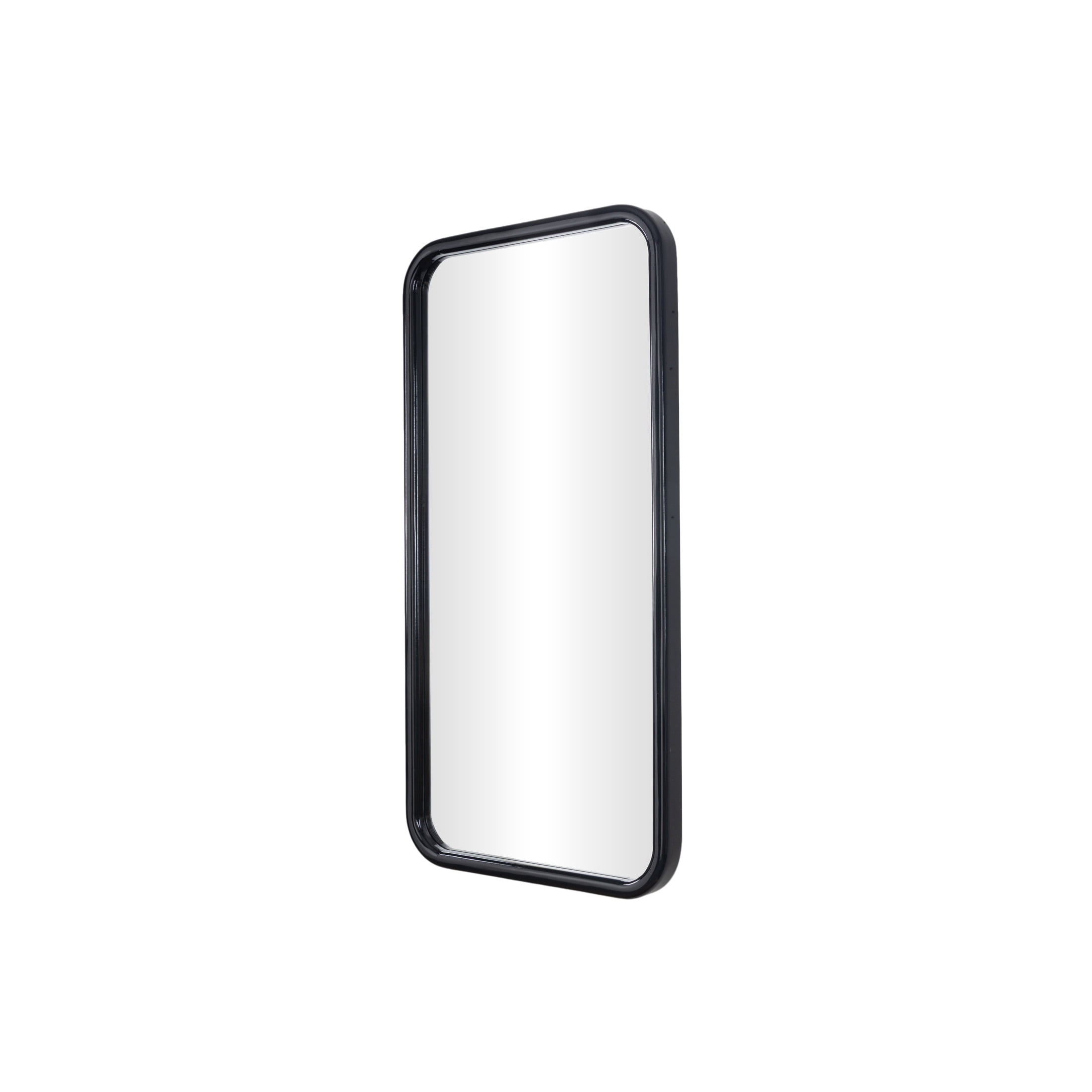 DecMode 24" x 47" Black Handmade Wall Mirror with Deep Set Frame