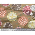 thumbnail image 3 of Soimoi Brown Cotton Voile Fabric Dot & Pie Food Decor Fabric Printed Yard 42 Inch Wide, 3 of 3