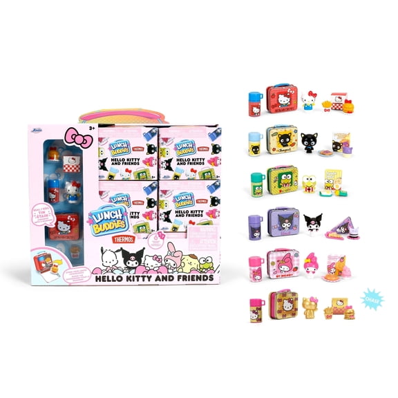 Jada Lunch Buddies – Collectible Mini Tin with Thermos, Figure & Food Accessories – 2-Inch Sanrio Toy – Hello Kitty & Friends – For Kids Ages 5 (One Piece, Styles May Vary)