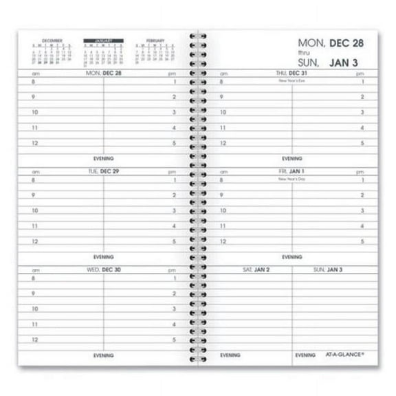 6.25 x 3.25 in. Weekly Appointment Book Refill, White