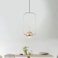 thumbnail image 5 of DENEST 10W Rectangle Pendant Lamp, Gold, Warm Light, 2800-3200K, Chain Length Adjustable LED Light Fixture for Dinning Room, 5 of 11