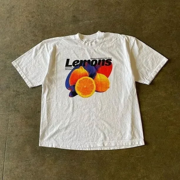 Camiseta Harajuku Vintage de gran tamaño para hombre y mujer, camiseta con estampado de letras de Hip Hop callejero, camisetas Y2K, camiseta holgada y ajustada