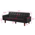 thumbnail image 3 of Aukfa 75" Leather Futon Convertible Sofa Bed, Arm Couch for Home Office, Button-Tufted Back, Black, 3 of 15