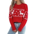 thumbnail image 3 of Fair Isle Sweater for Women Cozy High Neck Christmas Sweater Snowflake Design Holiday Fall Winter Business Casual Outfits Pullover Knit Tops Red M, 3 of 8