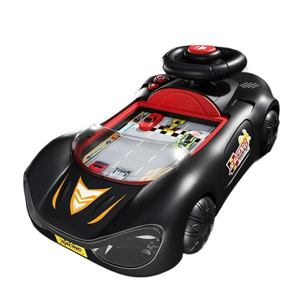 Volante de coche de carreras de aventura con música para niños de 3 años Rojo Negro