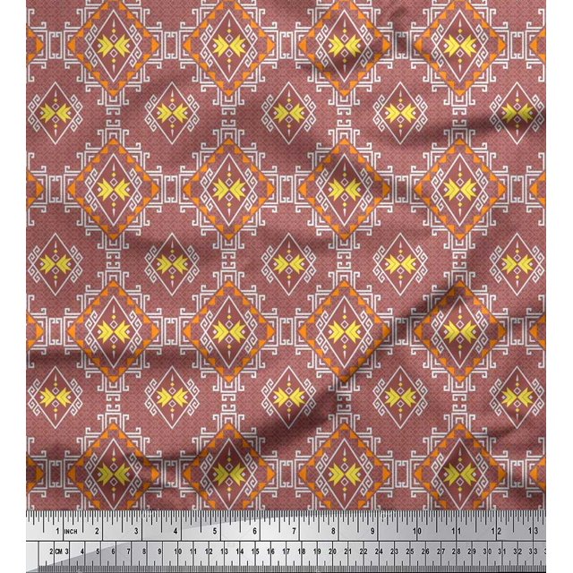 Soimoi Velvet Fabric Geometric Southwestern Decor Fabric Printed Yard 58 Inch Wide