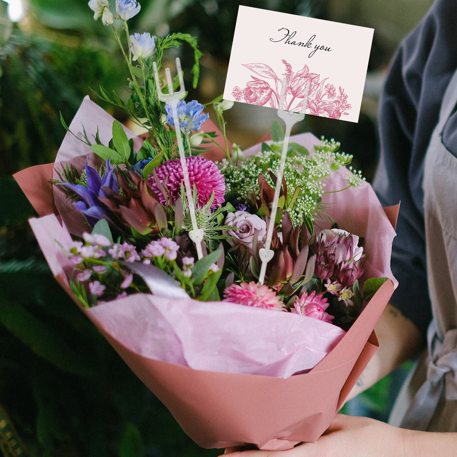 320 Stück Transparente Blumen-Kartenhalter – 24 Cm, Mit 3 Zinken, Für Hochzeit & Deko