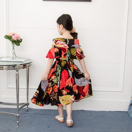 

Cathalem Girls Pumpkin Dress Baby Dress Floral Princess Print Clothes Toddler Leaf Outfits Girl Kids Toddler Girl Summer Clothes Dress Black 2- 3 Years