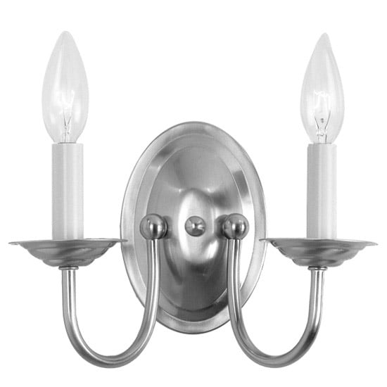 9.75 inch 2 Light Brushed Nickel Wall Sconce with Steel base material