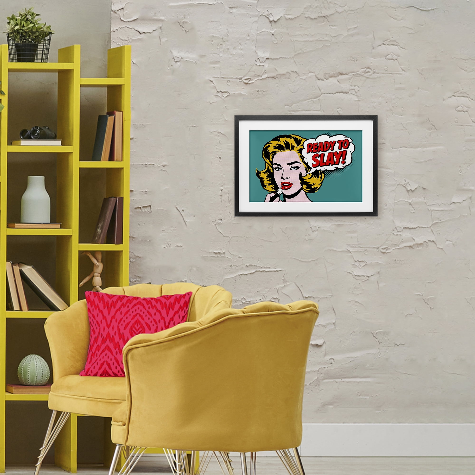 Stupell Industries Ready To Slay Pop Lipstick Black Framed Print Under Glass, design by Andreas Magnusson