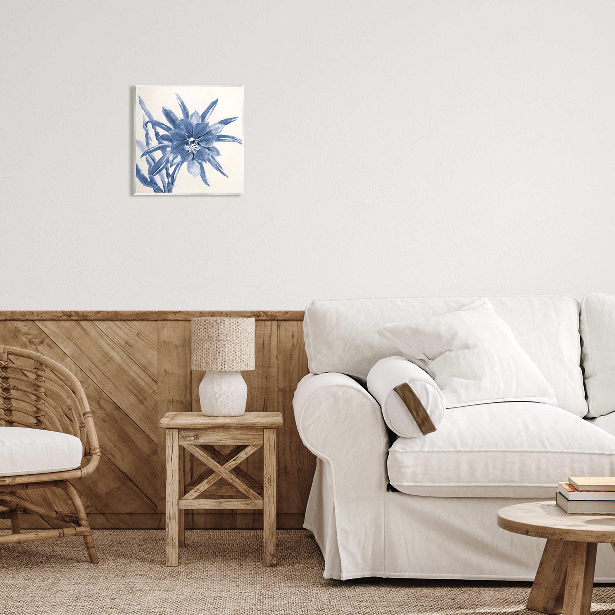 Stupell Industries Blue & White Flower Botanical & Floral Painting Unframed Art Print Wall Art, 12 x 12