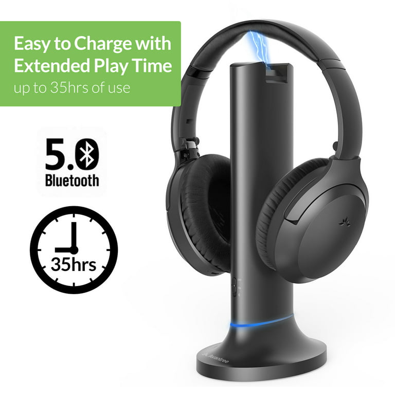 Avantree Opera - 35Hrs Comfortable Wireless Headphones for TV Watching with  Bluetooth Transmitter & Charging Dock, Clear Dialogue Mode, Passthrough