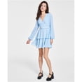 thumbnail image 1 of City Studio Womens Belted Double Layer Flounce Dress, medblue, Juniors, 11/12, 1 of 1