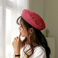 thumbnail image 4 of Woman Girl Spring Summer Berets Hats Portable Vintage Cap Plaid Pattern Fashion Headwear Gifts for Outdoor Activity Party Red, 4 of 10