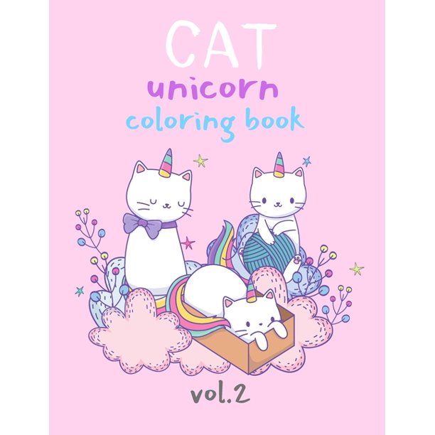 Download Cutecatunicorn Cat Unicorn Coloring Book Vol 2 Fun With Numbers Letters Animals Easy And Big Coloring