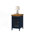 thumbnail image 3 of Tcbosik Metal Nightstand Small End Table, Storage Bedside Table with Glass Door and Wooden Desktop for Living Room, Bedroom, 12.2"L x 15.75"W x 20.08"H, Dark Blue (1pc), 3 of 8