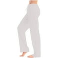 thumbnail image 2 of CheerKidz Women's Solid Color Wide Leg Pants High Waist Casual Comfy Fashion Elastic Waist Trousers with Drawstring Long Pajama Pants for Summer 2025(White,5XL), 2 of 5