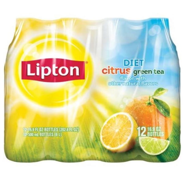 Lipton Diet Green Tea with Citrus 16.9 Oz Plastic Bottles Pack of 12