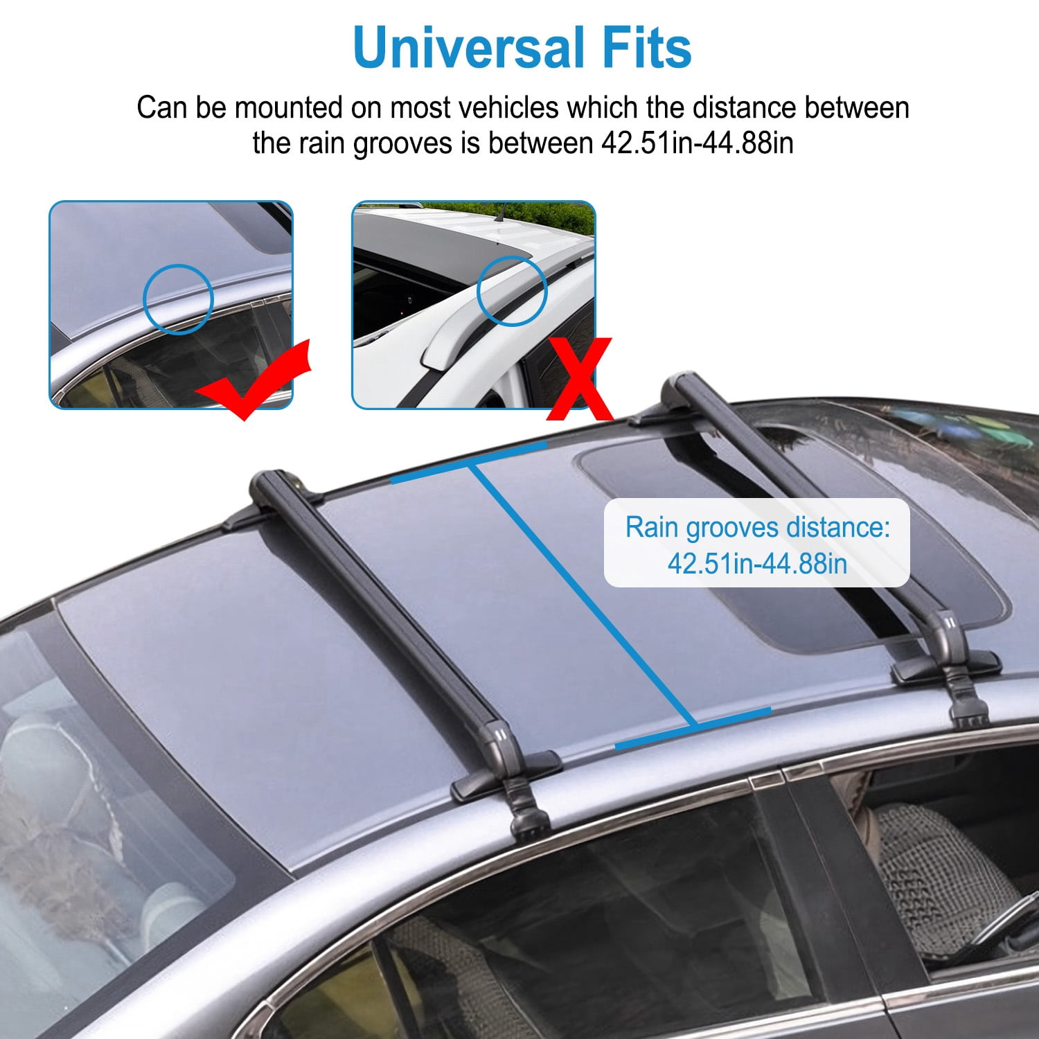 Universal Car Roof Rack Cross Bar, Imountek 43.3in Aluminum Alloy Crossbar with Anti-Theft Lock for Bike Kayak Cargo Luggage, 2 Pieces