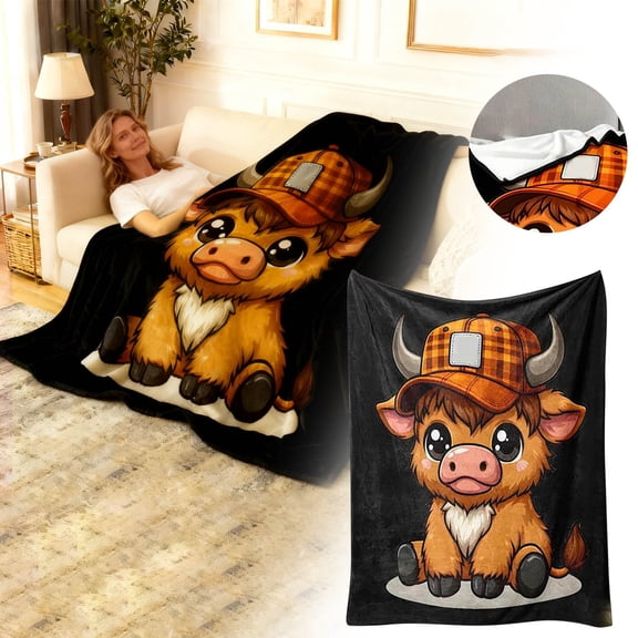 Highland Cow Blanket, Soft Blankets for Crib Couch Sofa Travel, Cute Cow Throw Blanket Gift for Women Girls Highland Cow Lovers