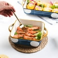 thumbnail image 2 of Qeeadeea Rectangular Lasagne Pan With Handle, Small Ceramic Bakeware Pan For 1 Person, Porcelain Baking Dish Oven Proof-blue-A-800ml 28oz, 2 of 7