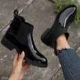 thumbnail image 3 of NECHOLOGY Botas Mujer Adulto Femenino Zapatos Botines de mujer Botas de tobillo de tacón grueso de cuero de color sólido de estilo británico de moda para mujer (Black, 7), 3 of 7