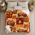 thumbnail image 5 of Cute Autumn Puppies Pumpkins Sunflowers Patchwork Harvest Scene, Festive Pet Portrait Pattern, Warm Flannel Blanket for Living Room and Bedroom, Dog Lovers Thanksgiving Gift, Pet Lover Home Decor, 5 of 9
