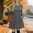 thumbnail image 5 of yillto Long Sleeve Dress for Women Crew Neck Ribbed Knit Tunic Dresses Knee Length Sweaters Outfits, 5 of 7
