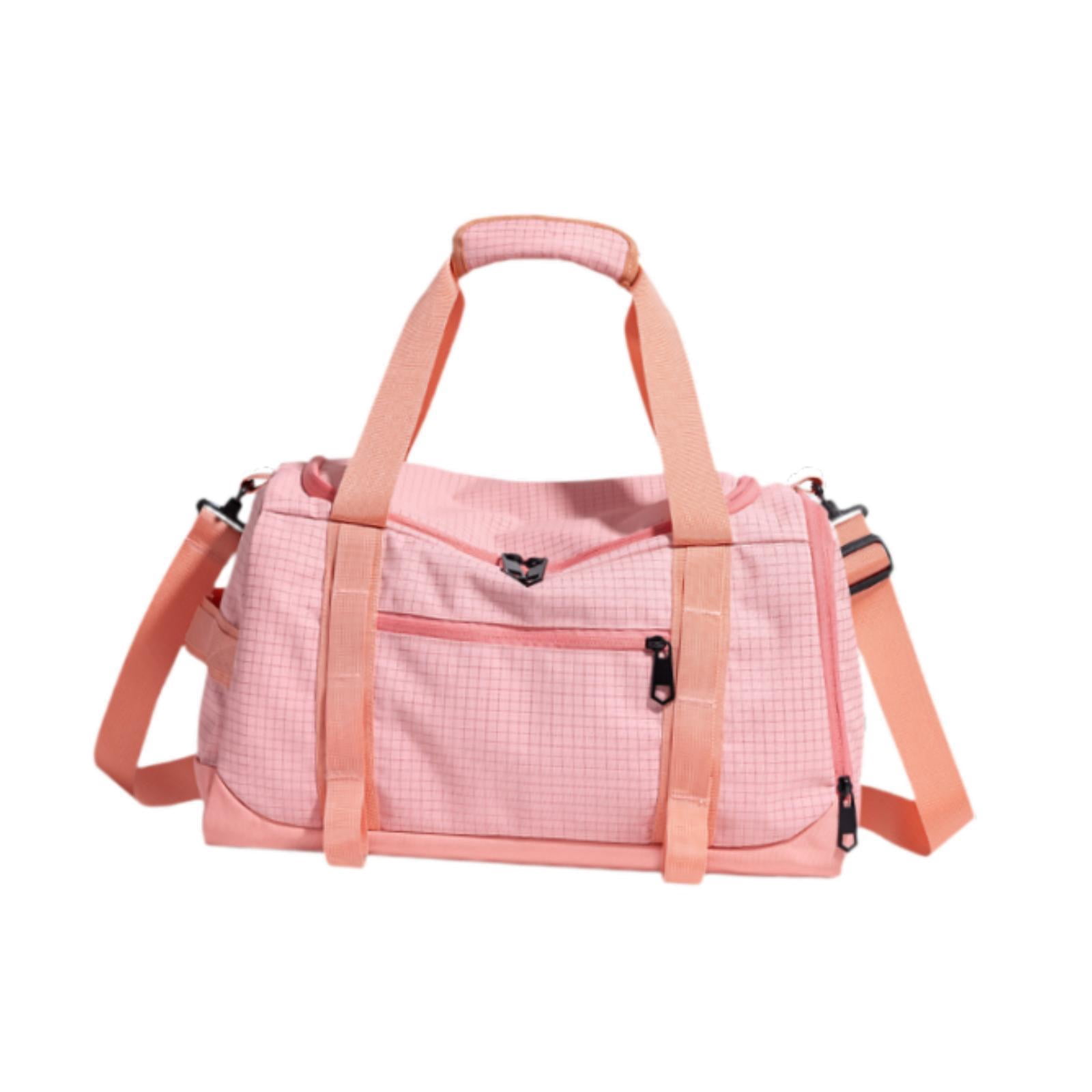 QccHieUs Gym Bag Fitness with Shoe Compartment Easy to Carry Tote Water Resistance Sports Pink