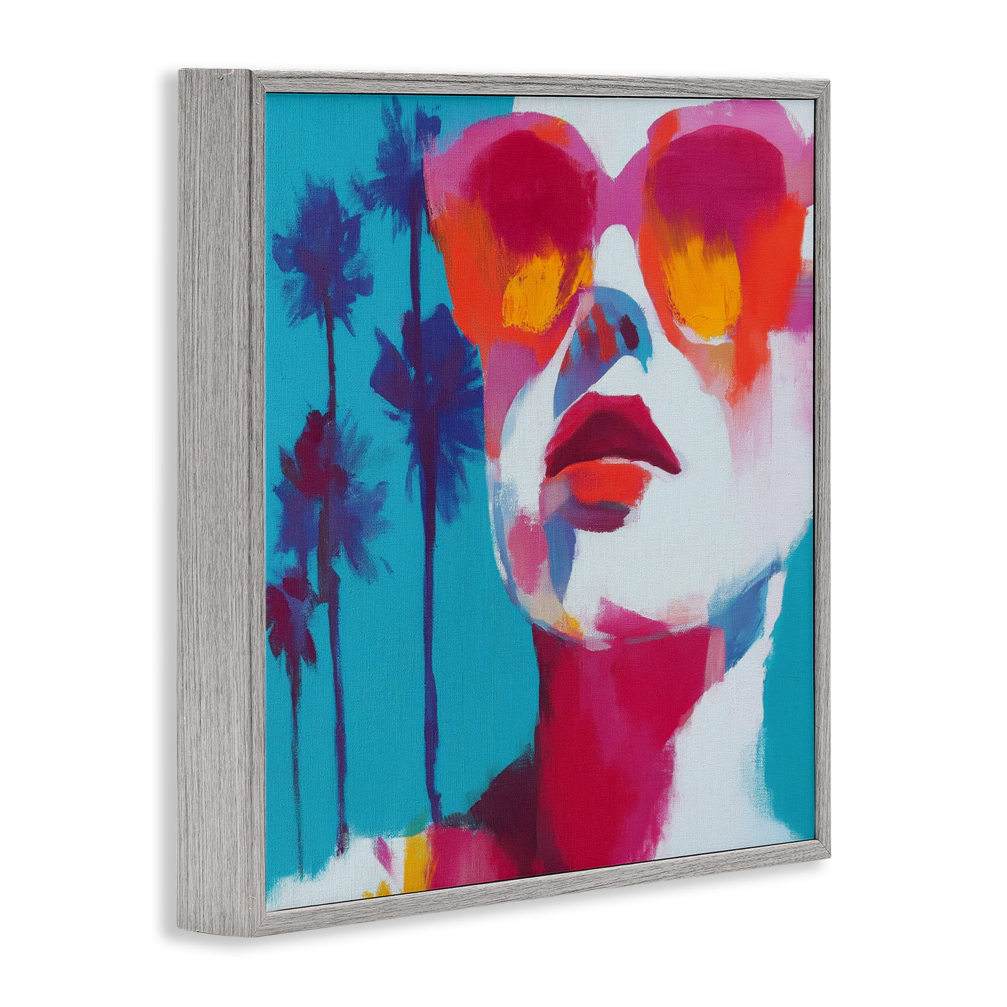 Stupell Industries Expressive Palm Tree Gaze Gray Framed Giclee Art, design by Chromatic Storm Studio