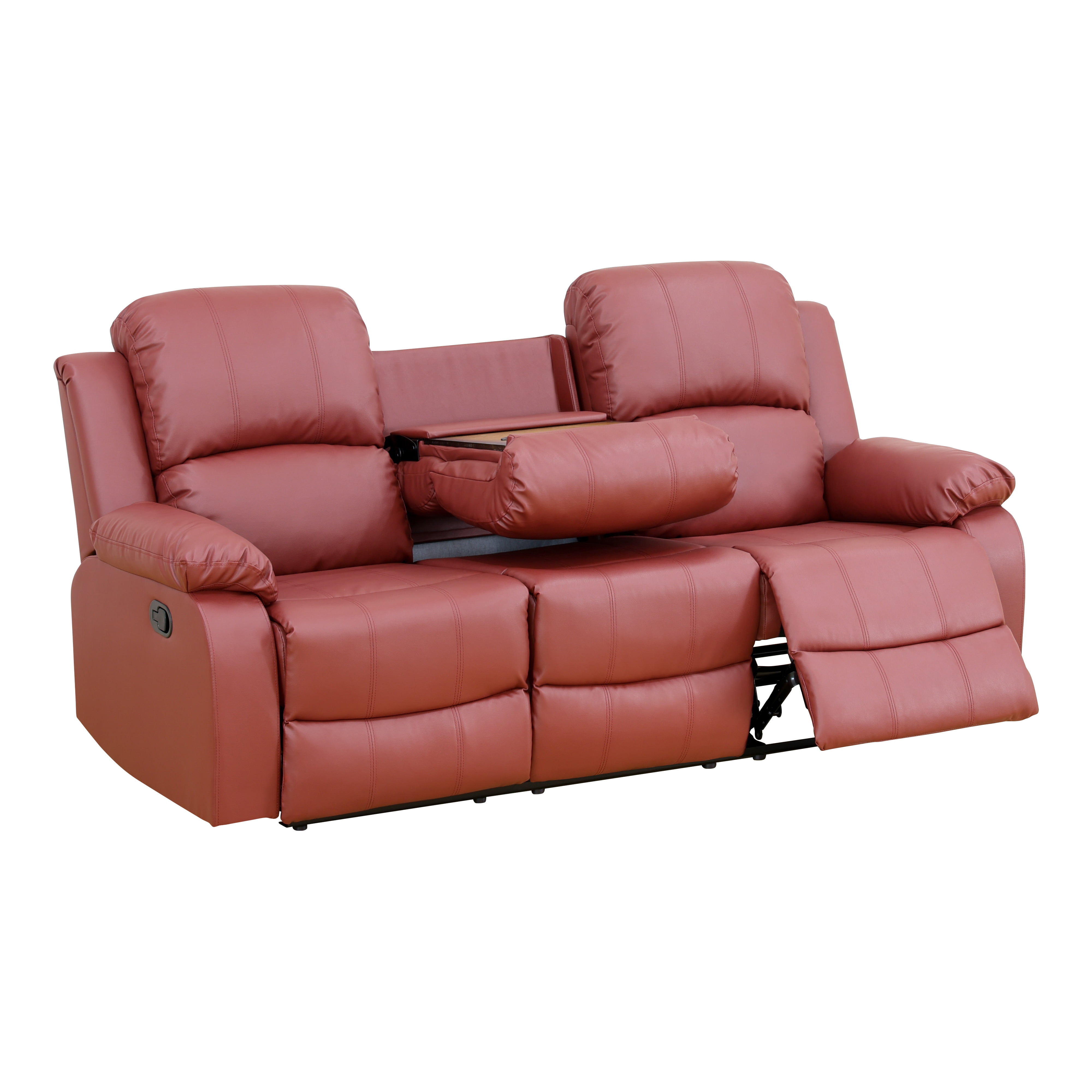 Semi PU and PVC 3-Seat Sofa - Modern Sofa with Intelligent Functions, Storage Bucket, and Reversible Coffee Table for Living Room