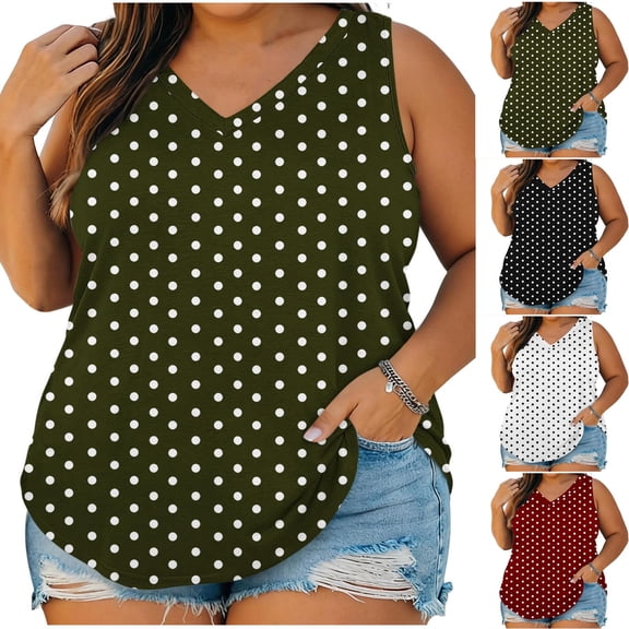 NominalSnug Womens Plus Size Tank Tops Summer Sleeveless Top V Neck Basic T Shirts Solid Color Lightweight Casual Flowy Blouses Tunic Top