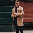 thumbnail image 1 of Men's Winter Mid-length Suit Collar Single-breasted Fashion Solid Color Coat Jacket, 1 of 8